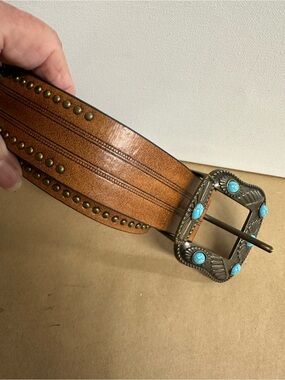 Western style belt turquoise trim measurement 41”